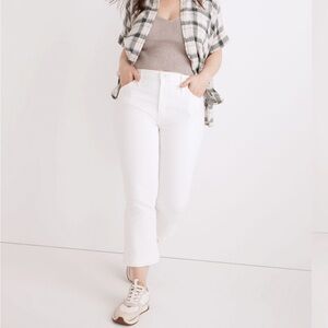 Madewell Tall Cali Demi-Boot Cut High Rise Denim Jeans in Pure White Size 25T